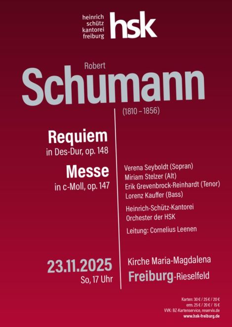 HSK Freiburg, Schumann Messe & Requiem 23.11.2025