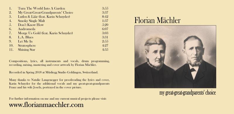 Florian Mächler "my great-great-grandparents' choice Florian Mächler "my great-great-grandparents' choice