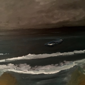 Near rescue?   (2022)     acrylic on canvas l digital photomontage  