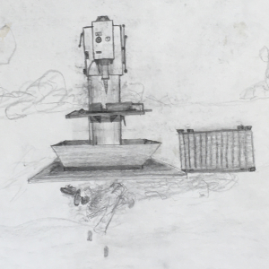 Beach worker (1975)   pencil  l  paper  l  39,8 x 30,8 cm