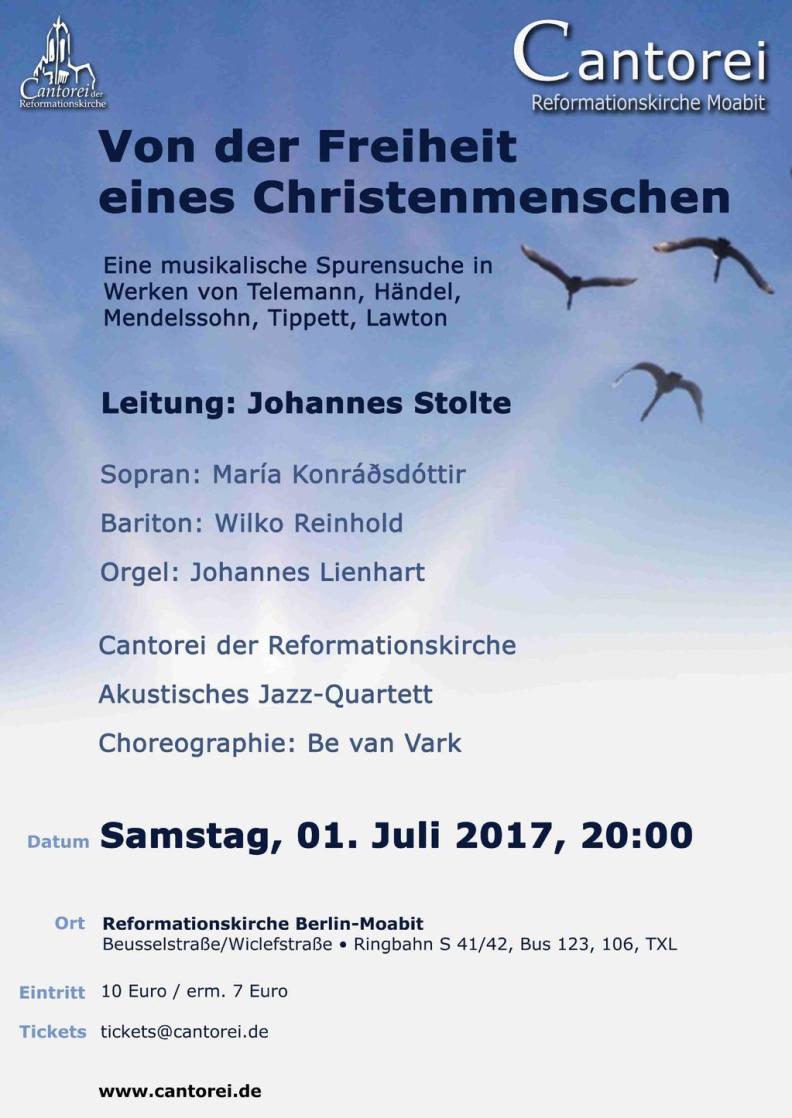 Konzert "Von der Freiheit eines Christenmenschen" - Händel - Occasional Oratorio - Tippett - Five Spirituals Konzert "Von der Freiheit eines Christenmenschen" - Händel - Occasional Oratorio - Tippett - Five Spirituals