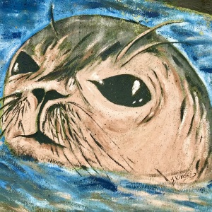Dieses tolle Seehund-Graffiti habe ich an einer Bushaltestelle zwischen Hooksiel und Horumersiel gefunden! Kunst ... einfach so ... an der Strasse !