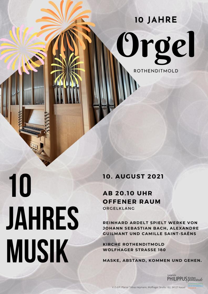 Plakat Orgeljubiläum Ardelt August 2021