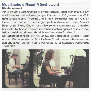 Amtsblatt Stadt Windsbach, 03.10.2019 - Klavierkonzert von Theresa und Simon Schneider