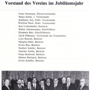 Vorstand der Chorgemeinschaft 1979
