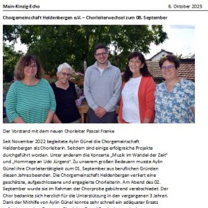 Main-Kinzig Echo_Chorleiterwechsel