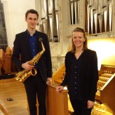 Simon Fluri, Saxophon mit Maria Mark, Orgel am Neujahrskonzert 2025