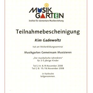 Teilnahme Weiterbildung Musikgarten Phase 2